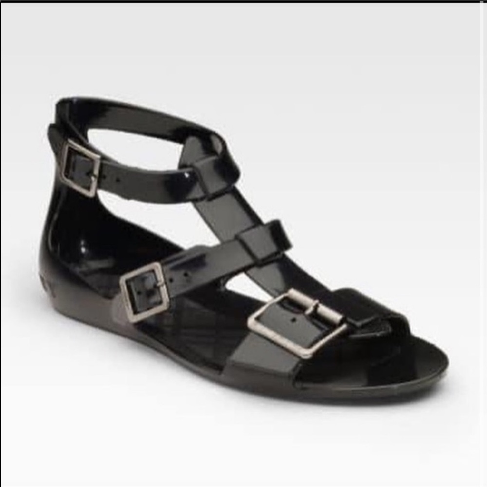 Burberry black jelly sandals Sz 39 US 8